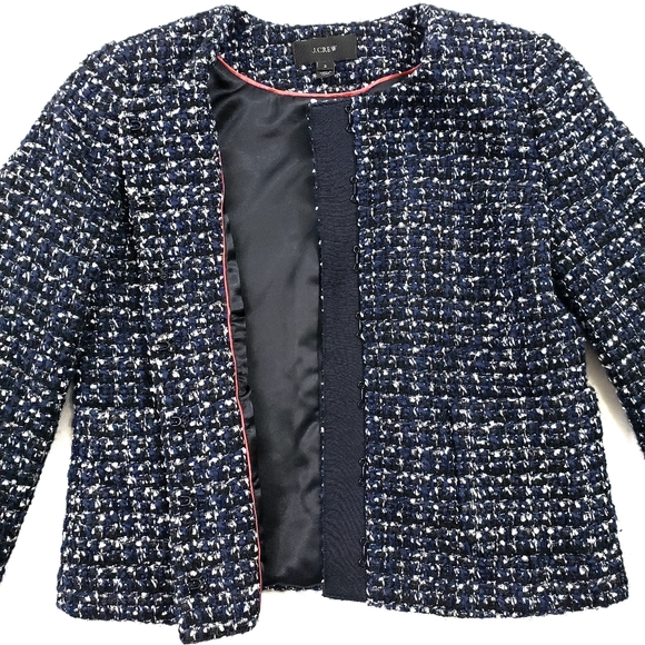 J Crew 2 Midnight Tweed Cropped Blazer - Picture 4 of 12